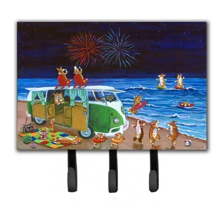 Carolines Treasures Carolines Treasures 7317TH68 Corgi Beach Party Volkswagon Bus Fireworks Leash & Key Holder 7317TH68